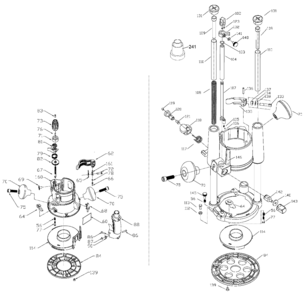 Type 1 Base Diagram and Parts List for 892DT Type 1 Porter Cable Router